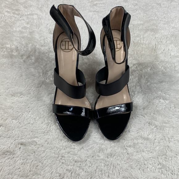 Little Empresses black stiletto and silver heel strappy sandals, size 39 or 8 - Picture 3 of 7